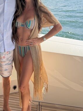 Missoni Multicolor Striped Knit Bikini - Teal, Blue, Yellow, Pink